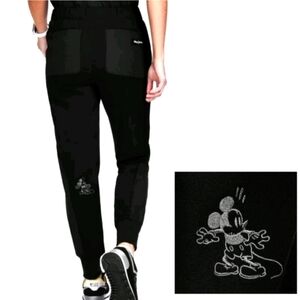 Figs Black Jogger Pants with Burgundy Accents